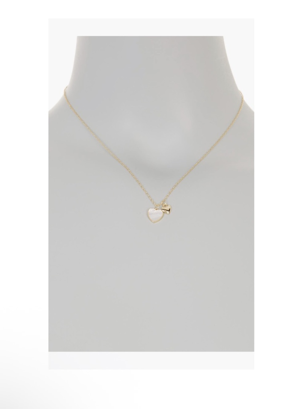 Argento vivo sterling silver Gold Heart mother of pearl Pendant Necklace